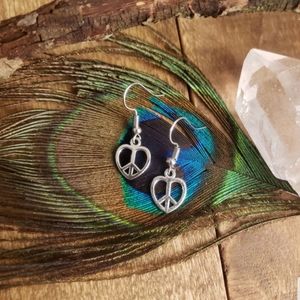 Hippy Love & PEACE sign Heart earrings Hippie earrings Peace earrings Bohemian